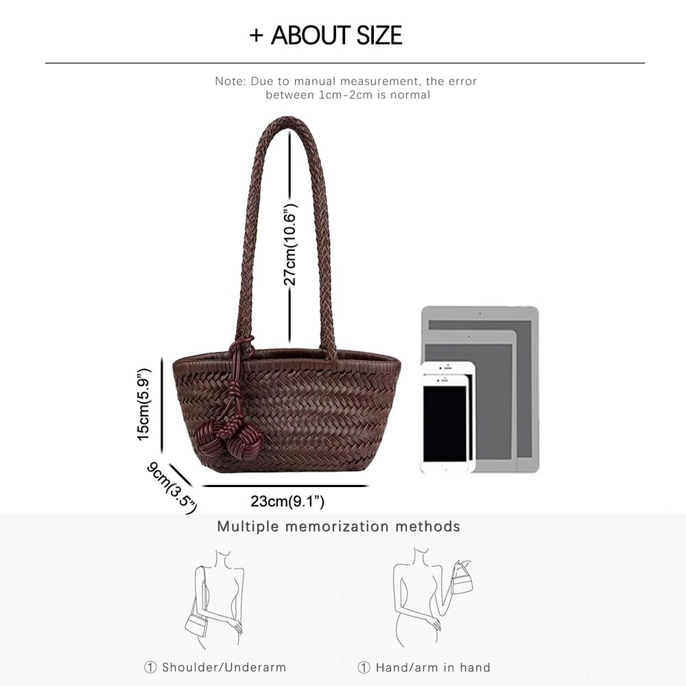 3422 Woven Shoulder Bag , Mini Hobo Purse, Cute Bucket Totes, Small - Picture 4 of 7